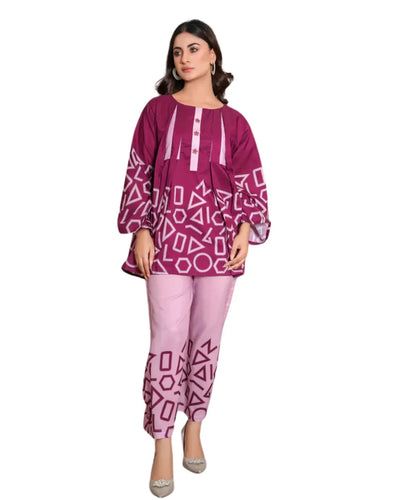 Z11 - Stitched 2 Piece Printed Lawn Co-ord Set