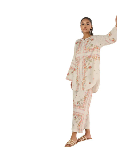Women's Fashion Printed Lawn Co-ord Set - Z15