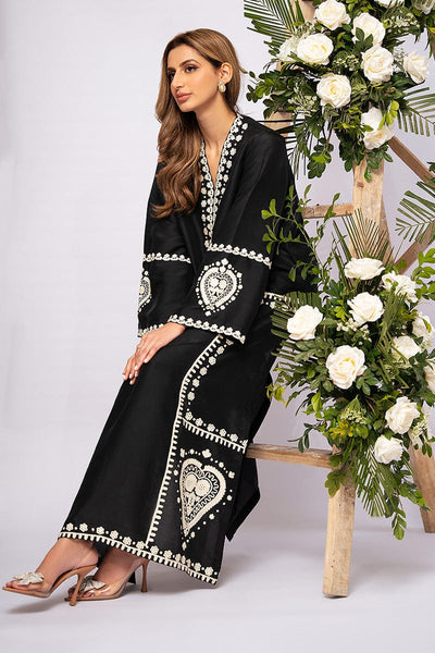 WN FASHION BLACK SPARKLE EMBROIDERY 2PC